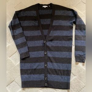 Vince cashmere  Striped Black and Gray cardigan Sweater